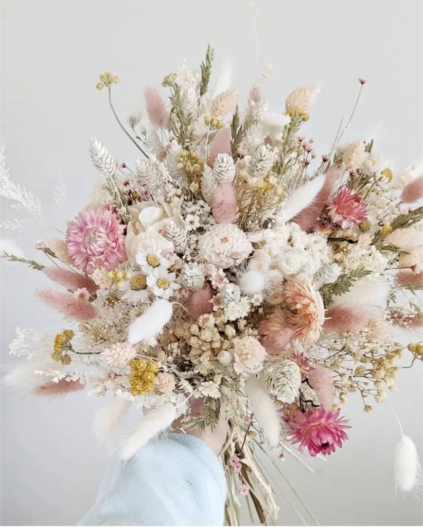 Bouquet en fleurs séchées Champetre pastel