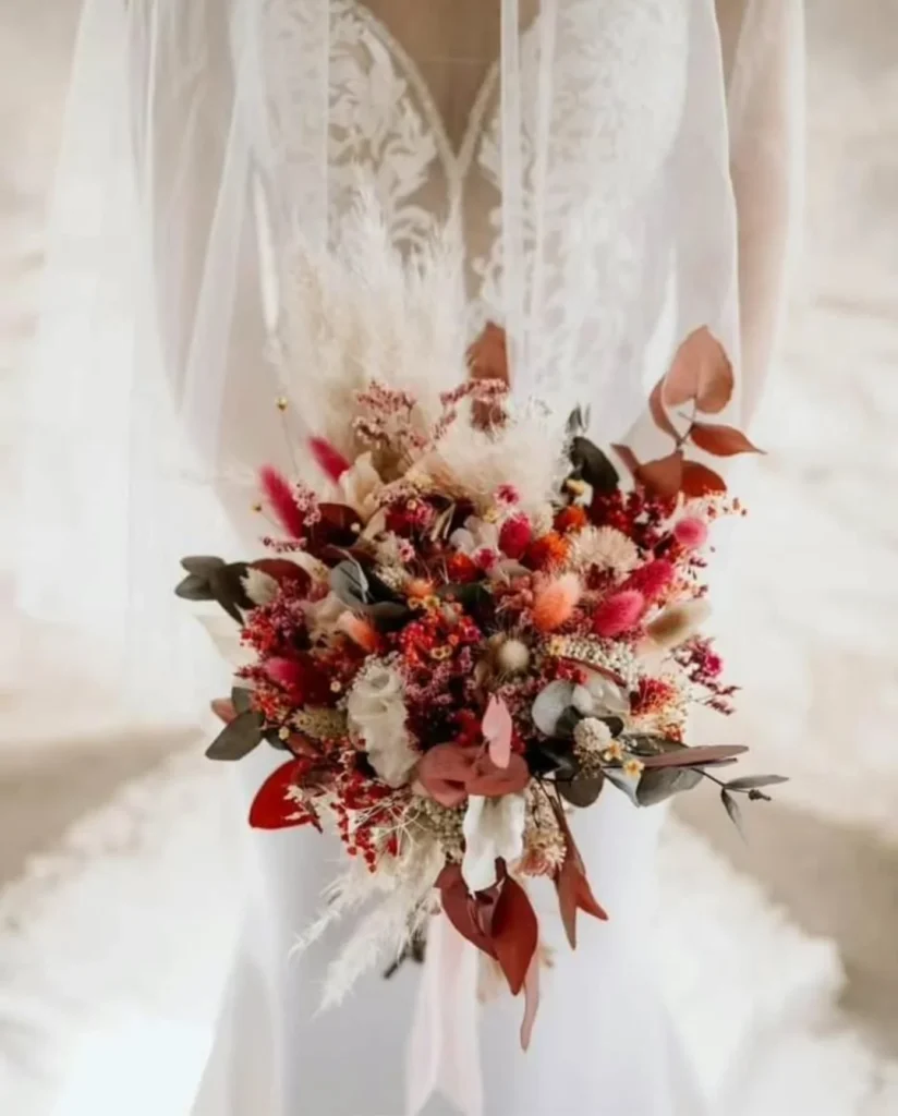 Bouquet en fleurs séchées photo mariage Terra Cotta