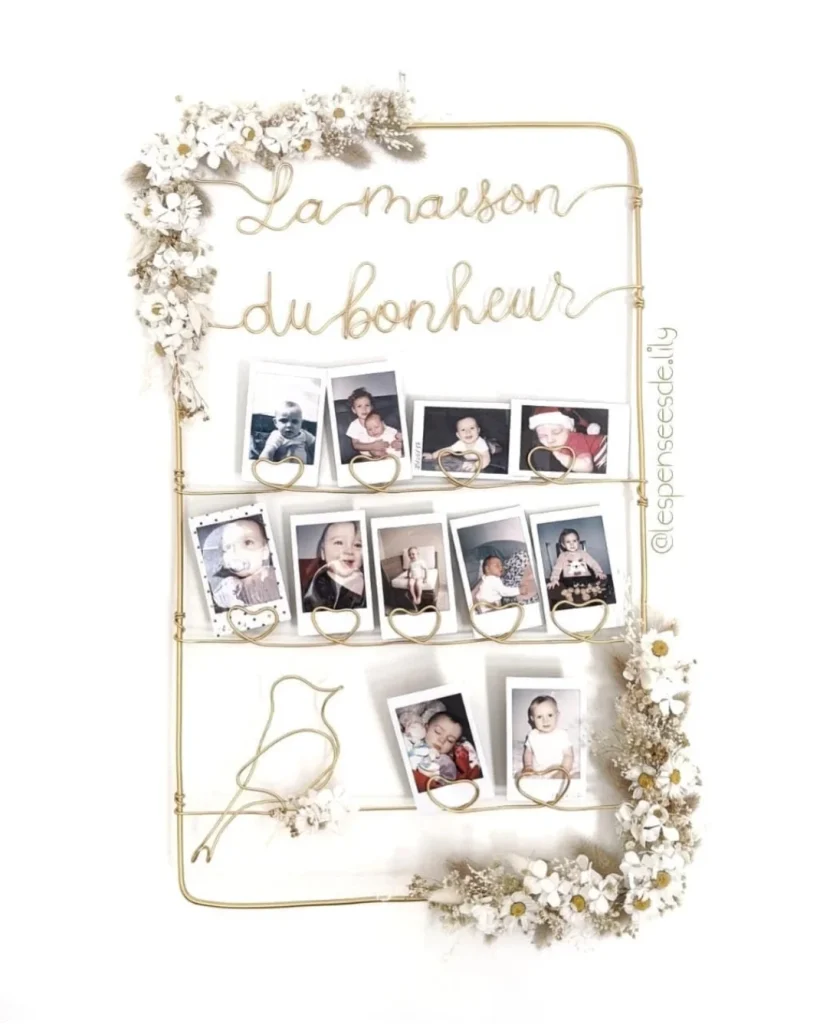 Cadre en fleurs séchées photos a3 la Maison du Bonheur