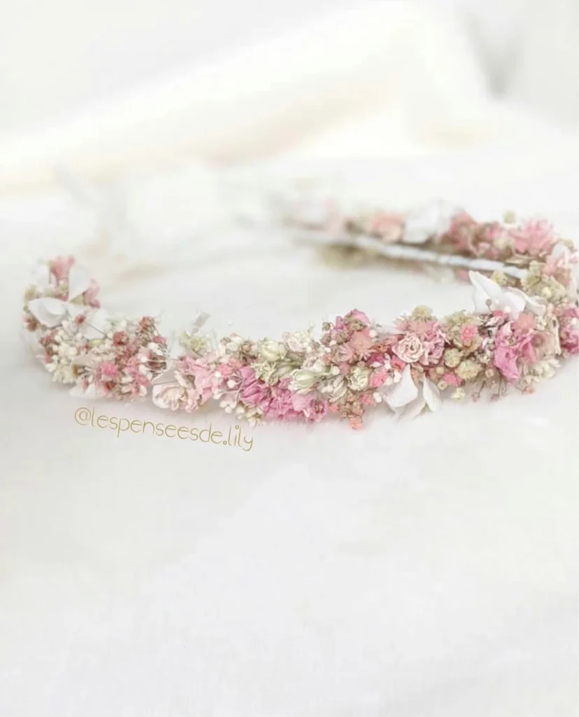 Couronne de Tete mariage rose Pale