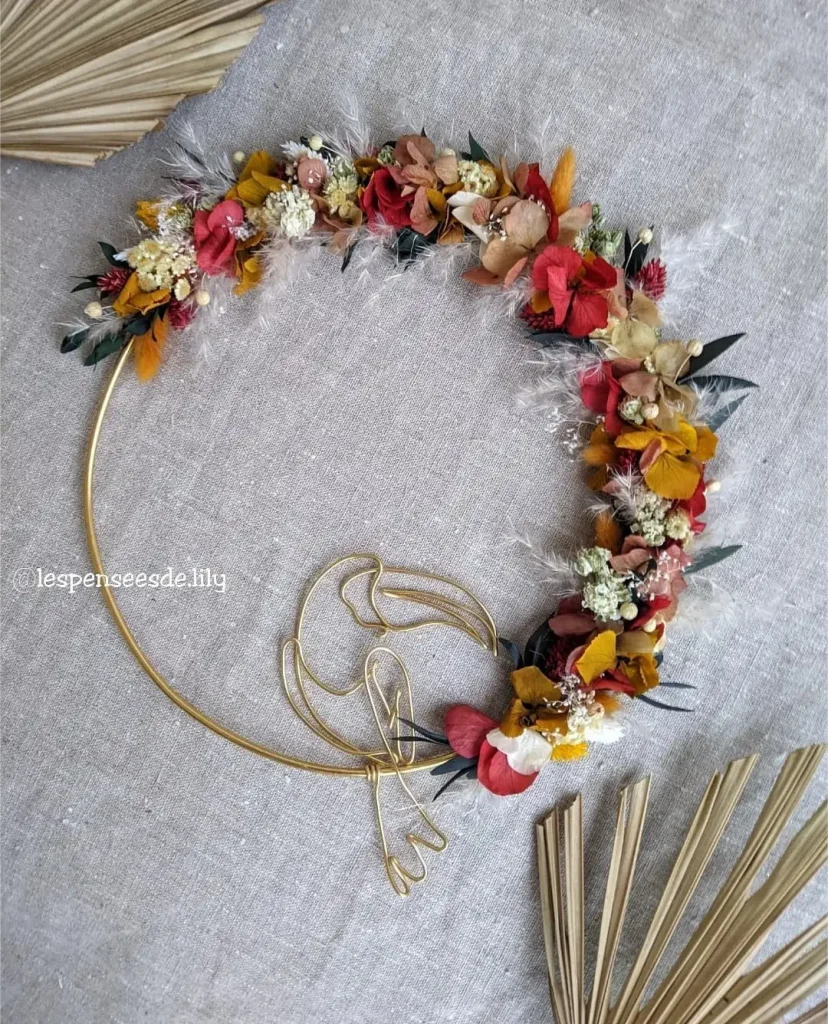 Couronne murale en fleurs séchées Toucan