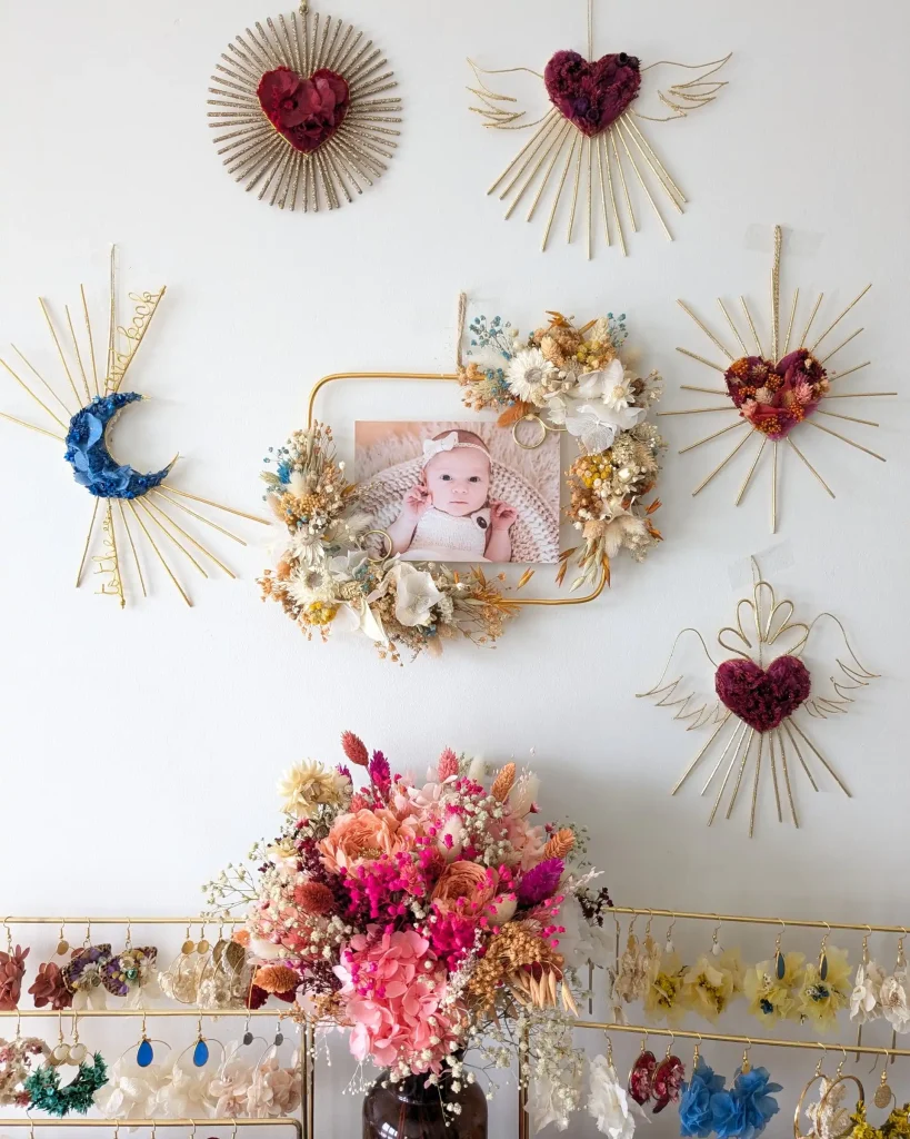Cadre photo en fleurs séchées Brise Estivale Mur