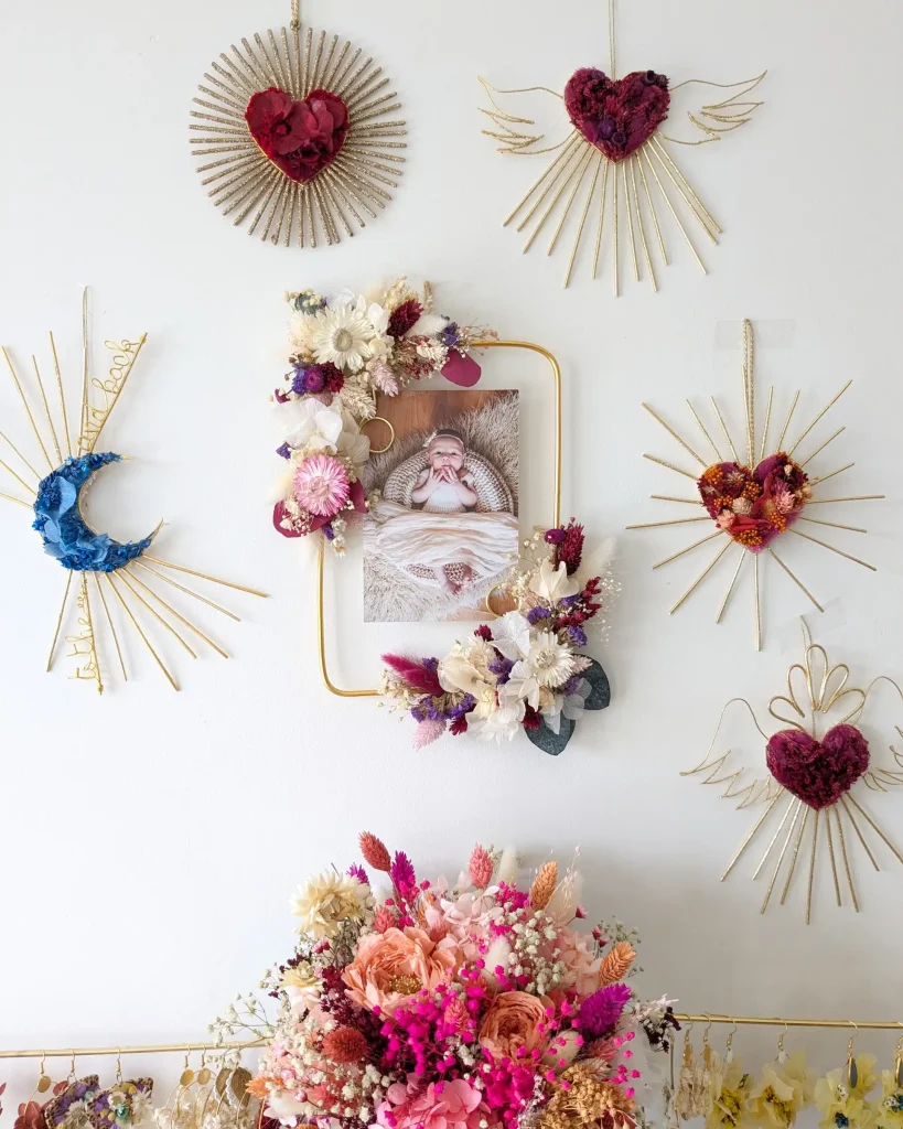 Cadre photo en fleurs séchées Jardin de Tendresse Mur