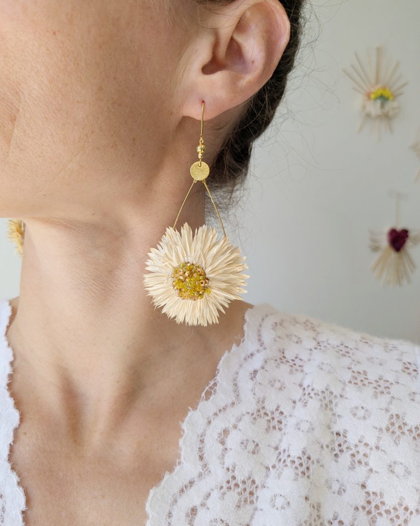 Boucles d’oreilles Helychrisum, portées