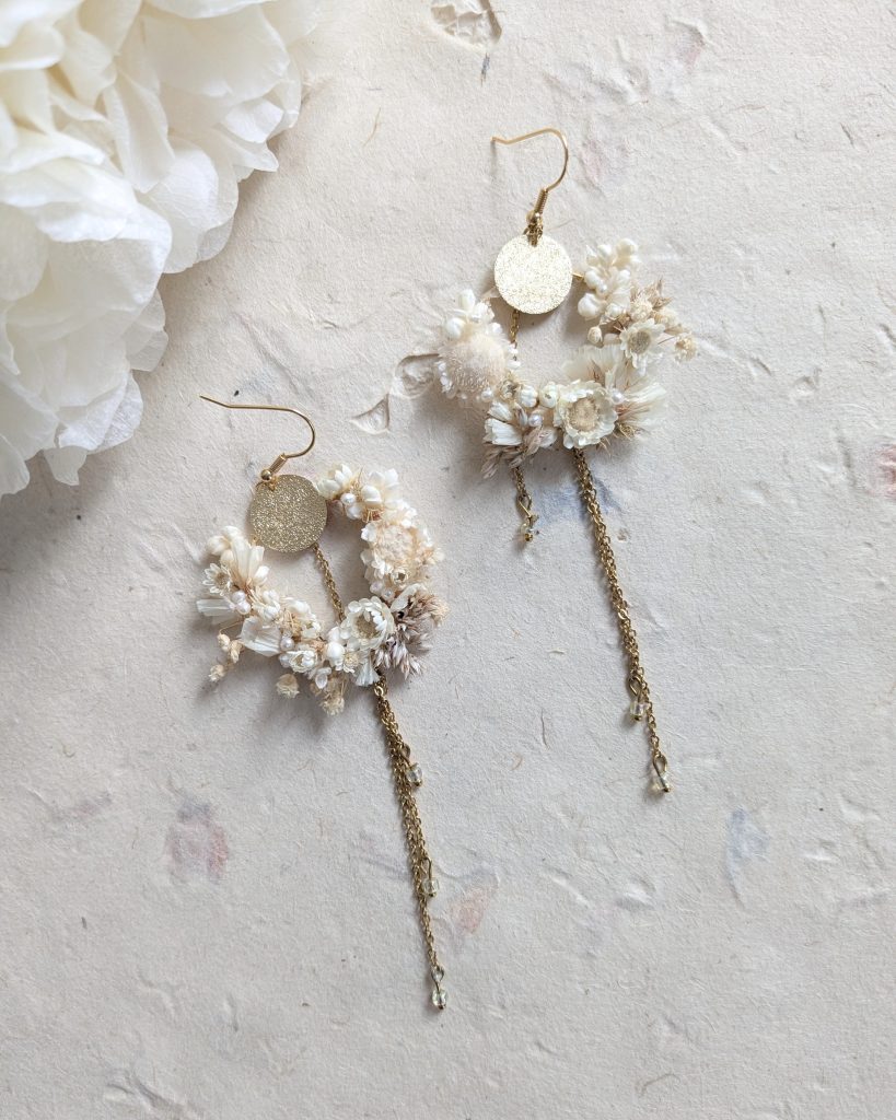 Boucles d’oreilles oreilles pluie florale presentation