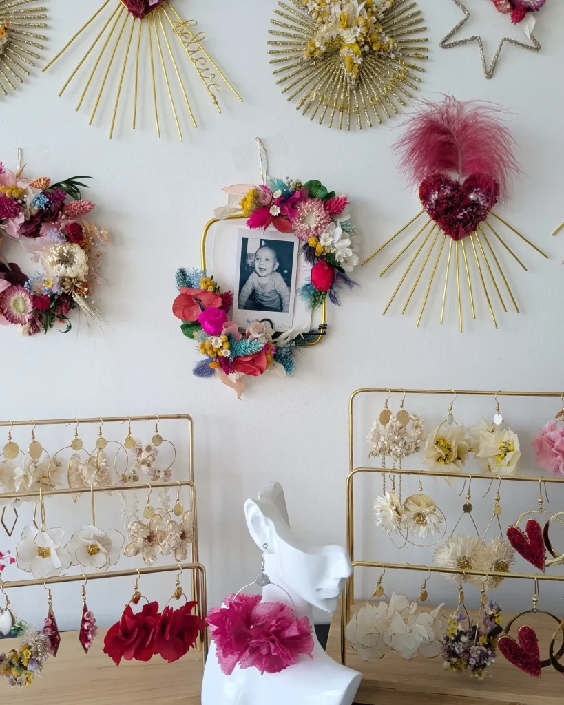 Cadre photo en fleurs séchées Frida Polaroid Mur