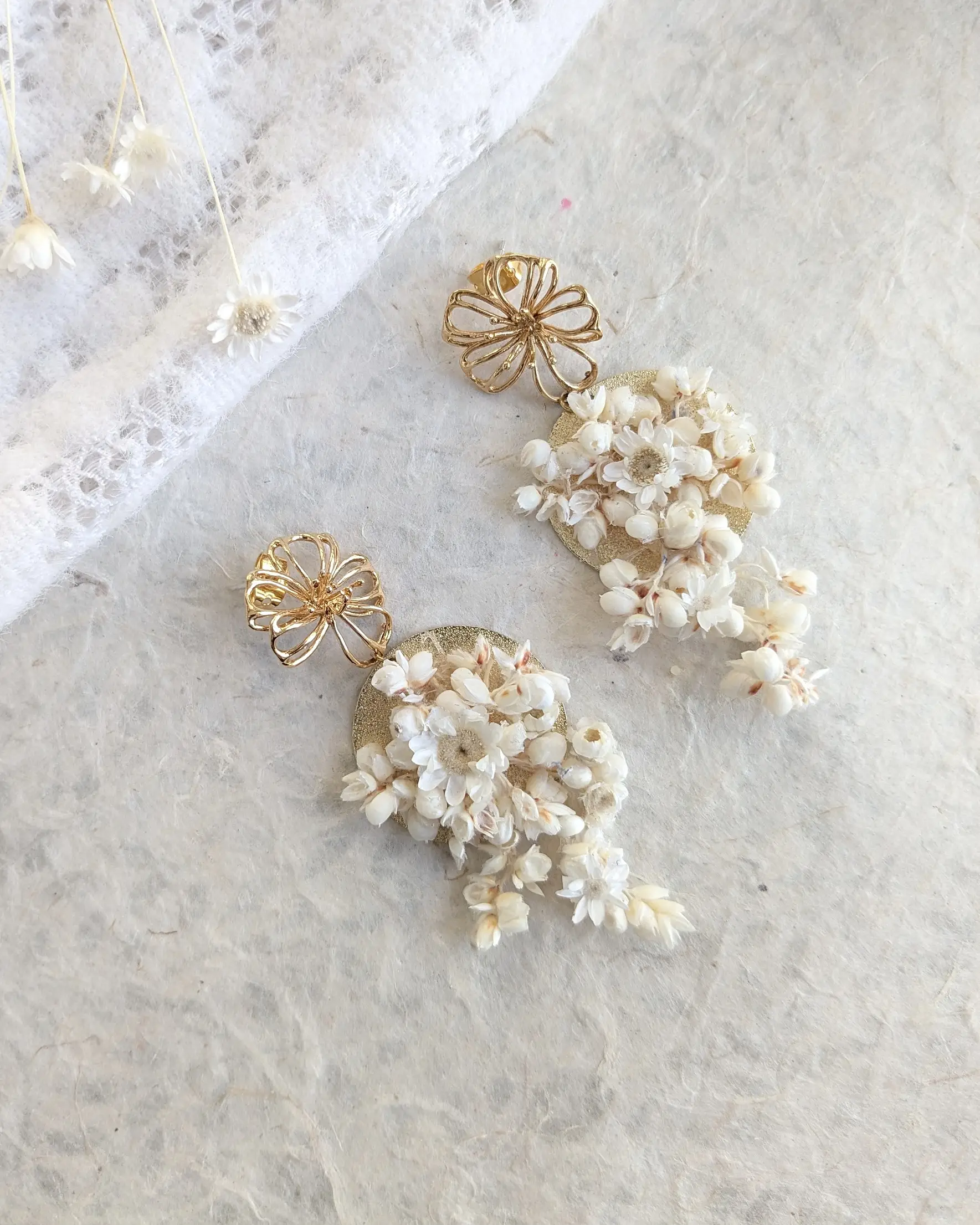 Boucles d’oreilles en fleurs séchées Jazz, vue d’ensemble