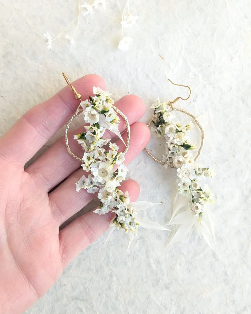 Boucles d’oreilles en fleurs séchées Lisa, vue d’ensemble