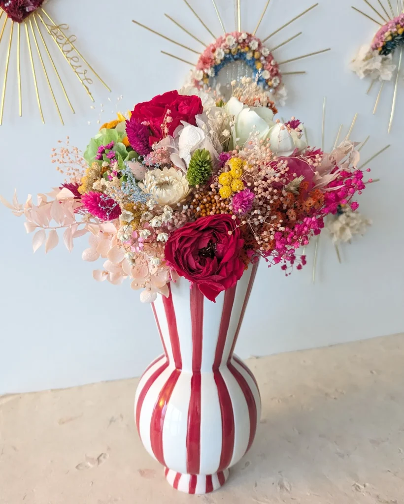 Bouquet en fleurs séchées Solarine Vase