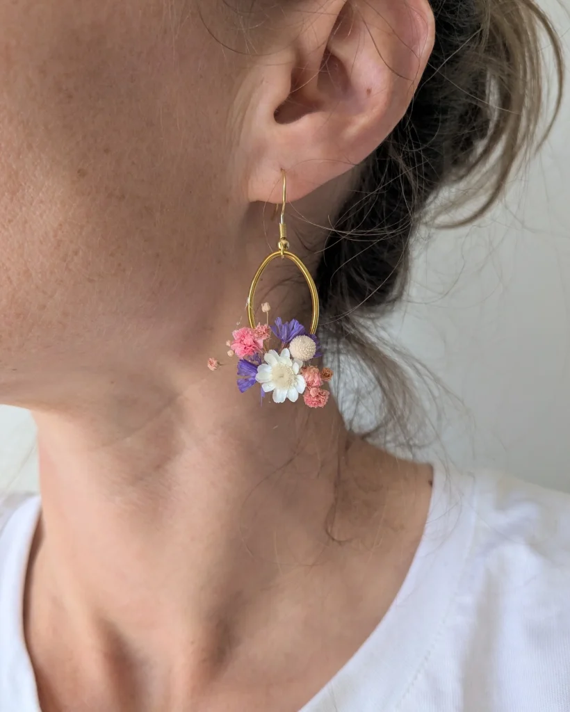 Boucles d’oreilles en fleurs séchées Clémence